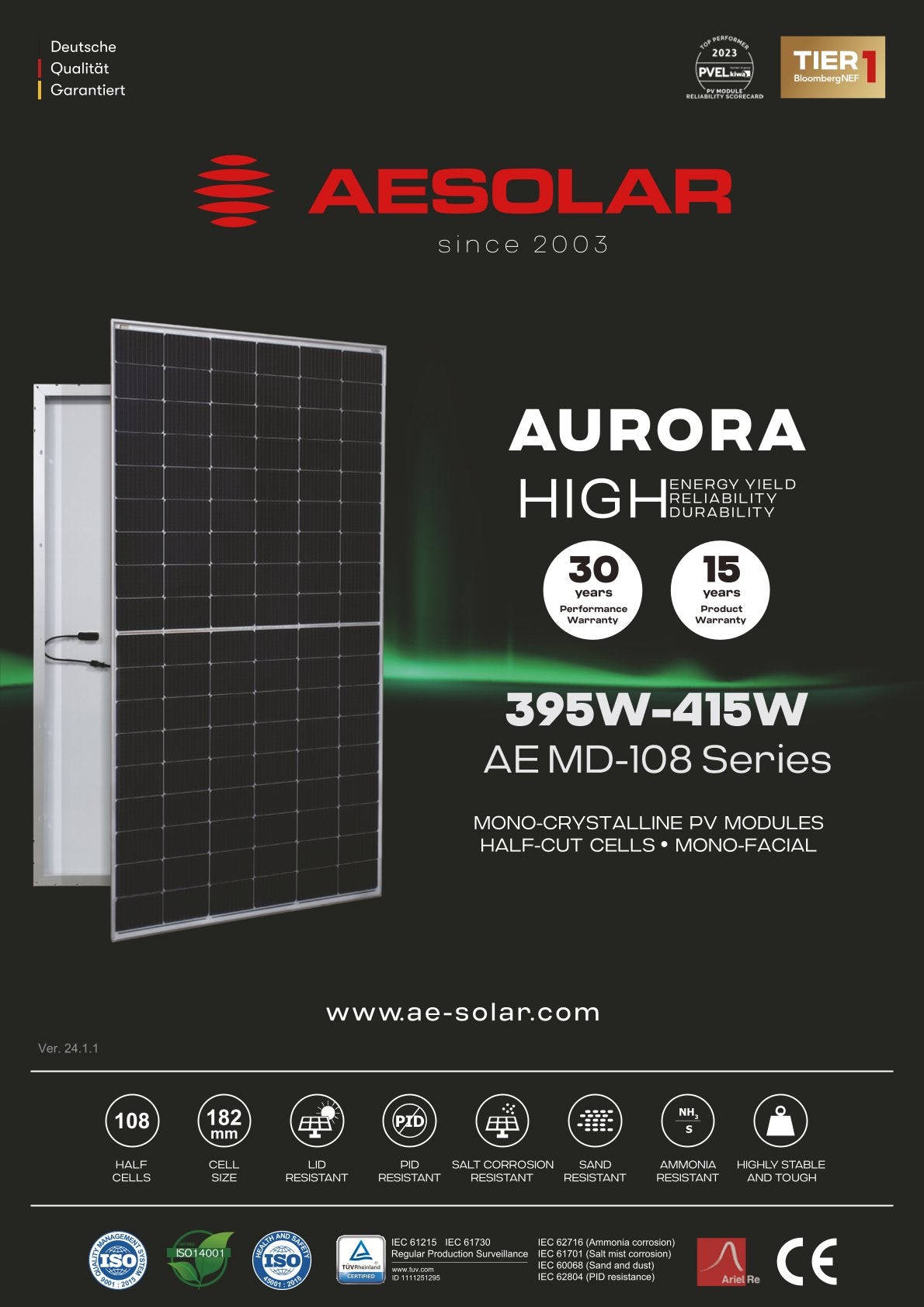 AE Solar Aurora MD-108 395W-415W