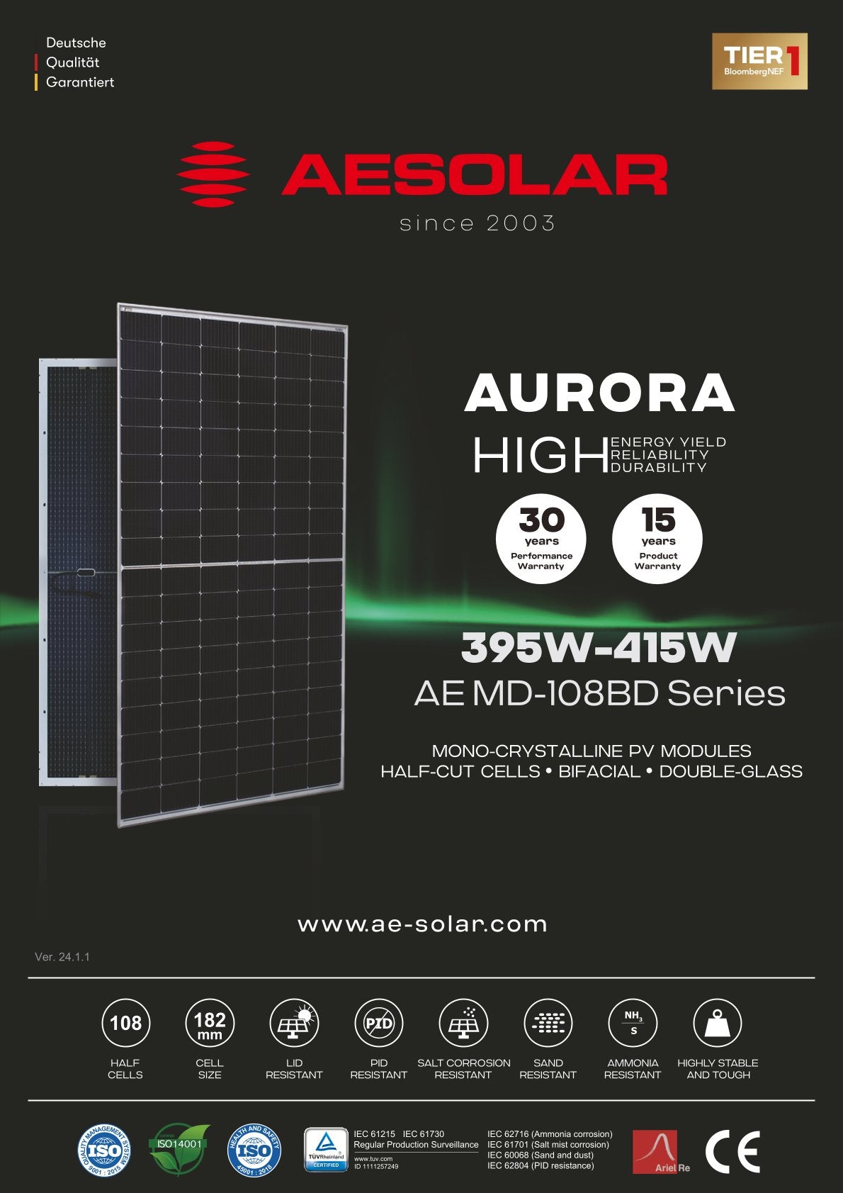 AE Solar Aurora MD-108BD 395W-415W