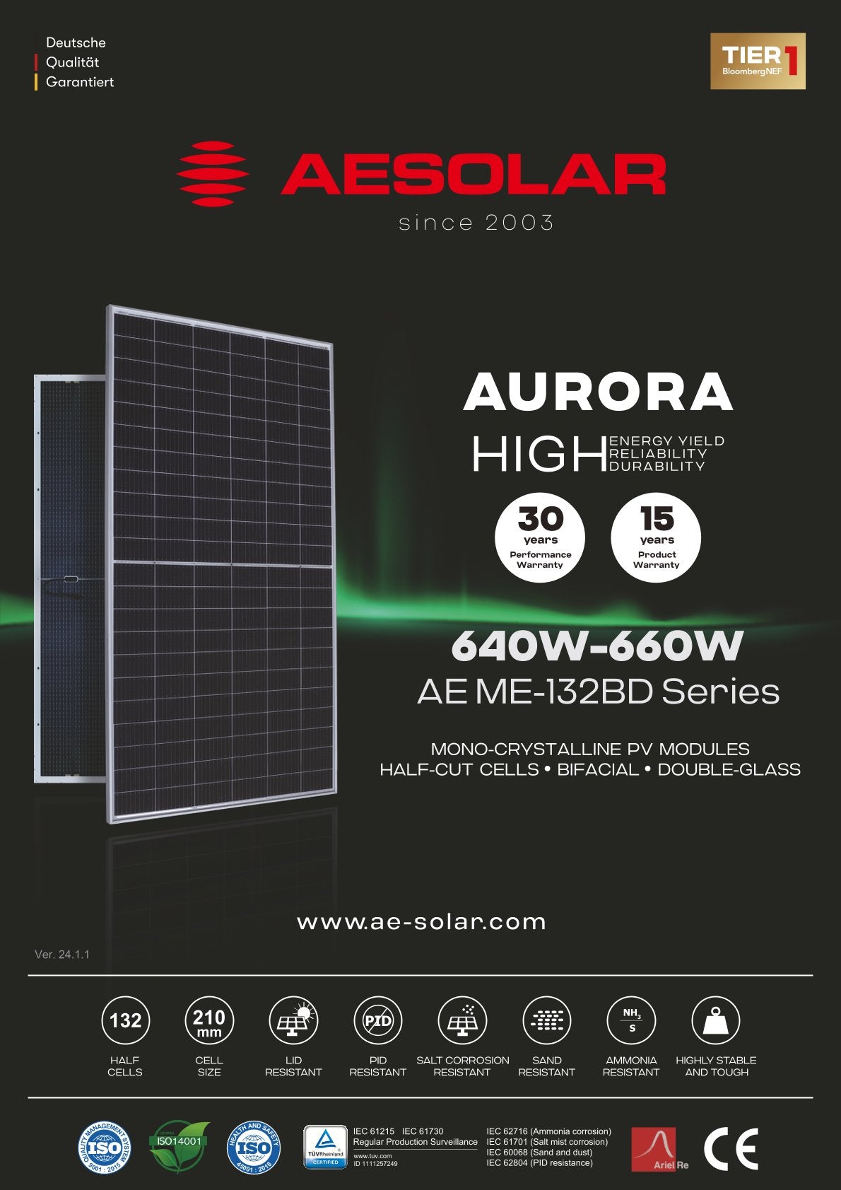 AE Solar Aurora ME-132BD 640W-660W