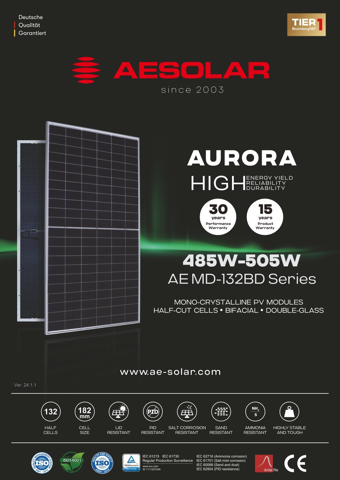 AE Solar Aurora MD-132BD 485W-505W