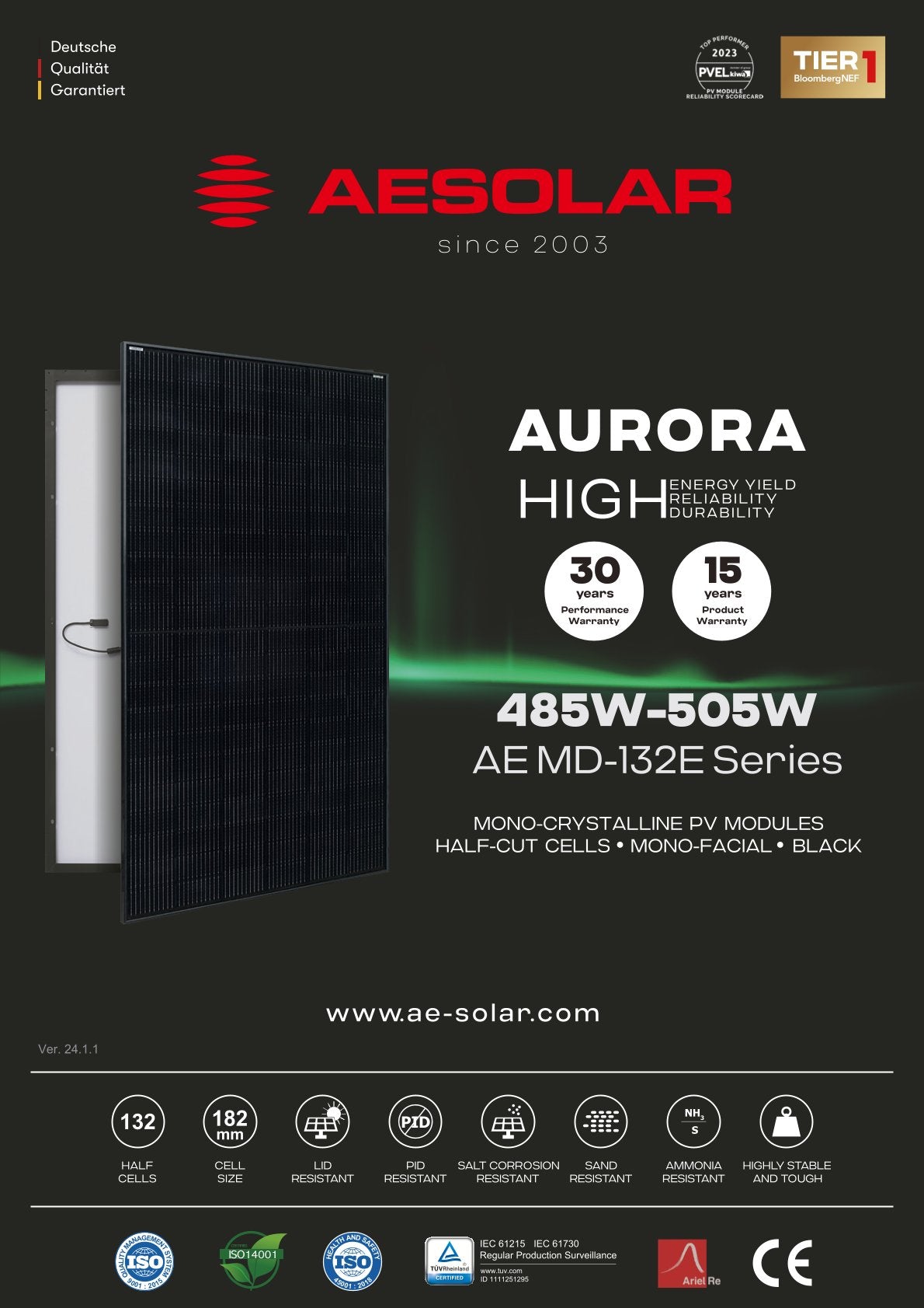 AE Solar Aurora MD-132E 485W-505W