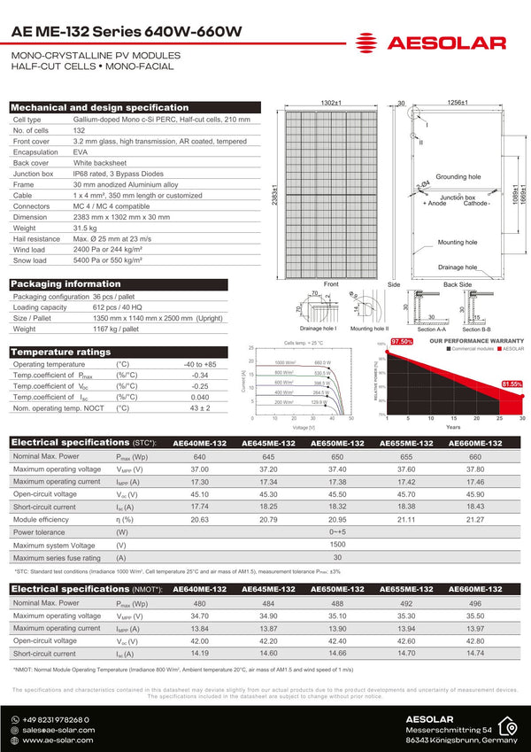 AE Solar Aurora ME-132 640W-660W