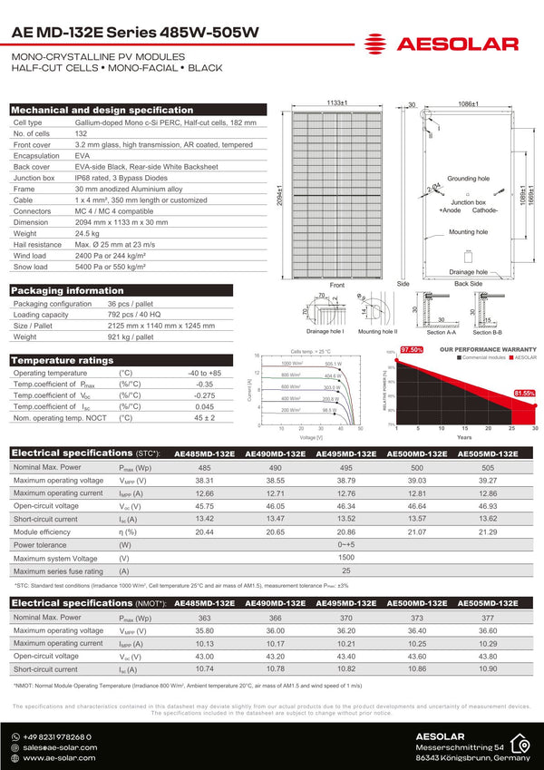 AE Solar Aurora MD-132E 485W-505W