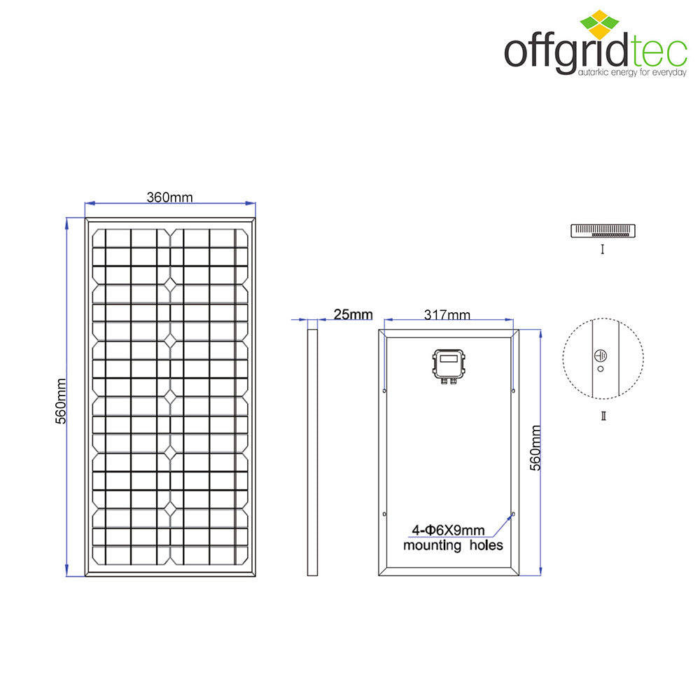 Offgridtec® 30W MONO 12V Solarpanel