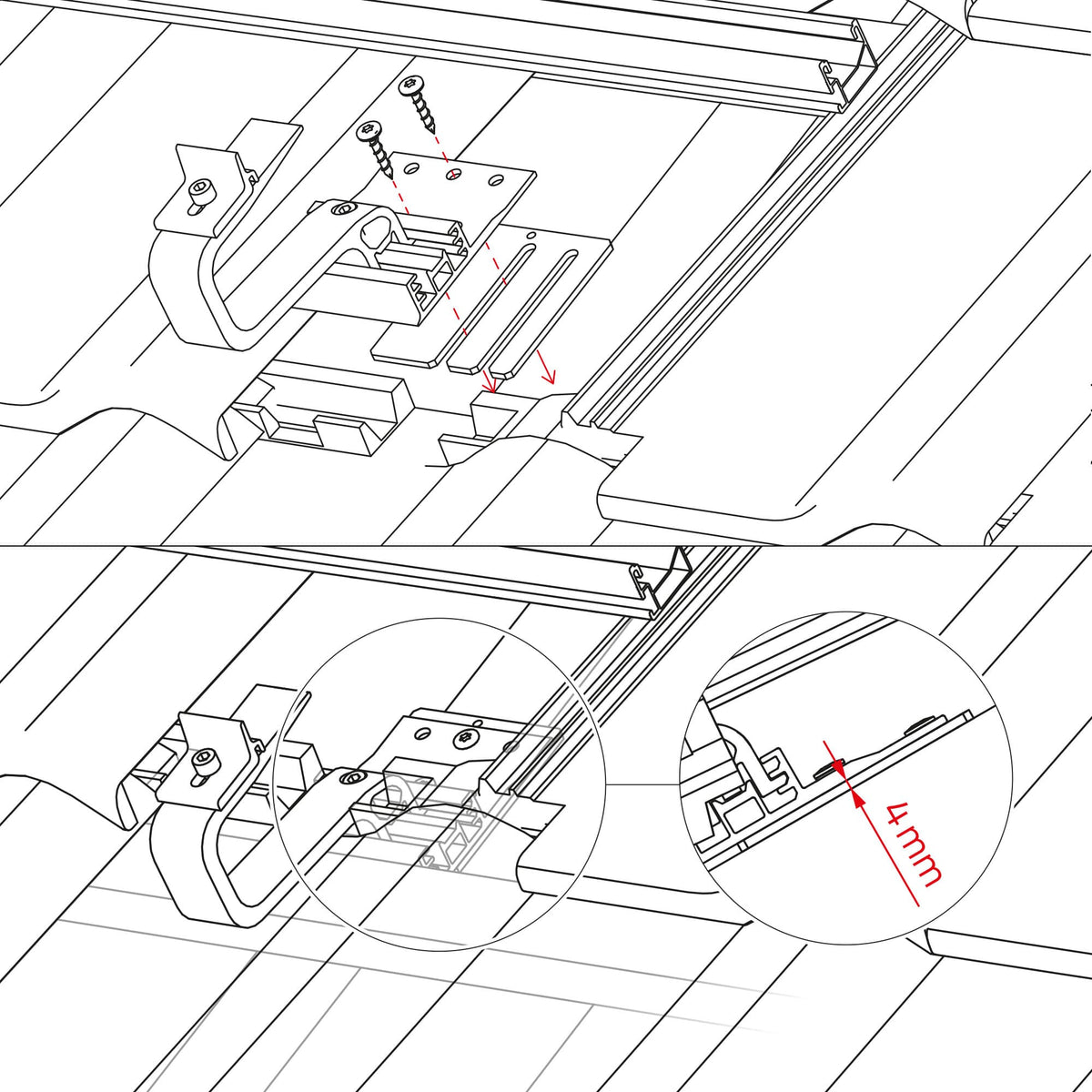 K2 Systems Ausgleichsplatte 4mm für Dachhaken