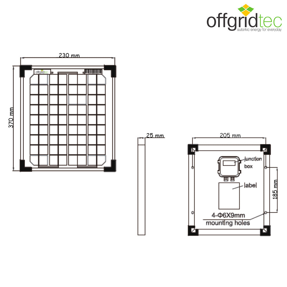 Offgridtec® 10W MONO 12V Solarpanel