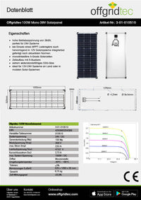 Offgridtec 100W 39V Solarmodul monokristallin