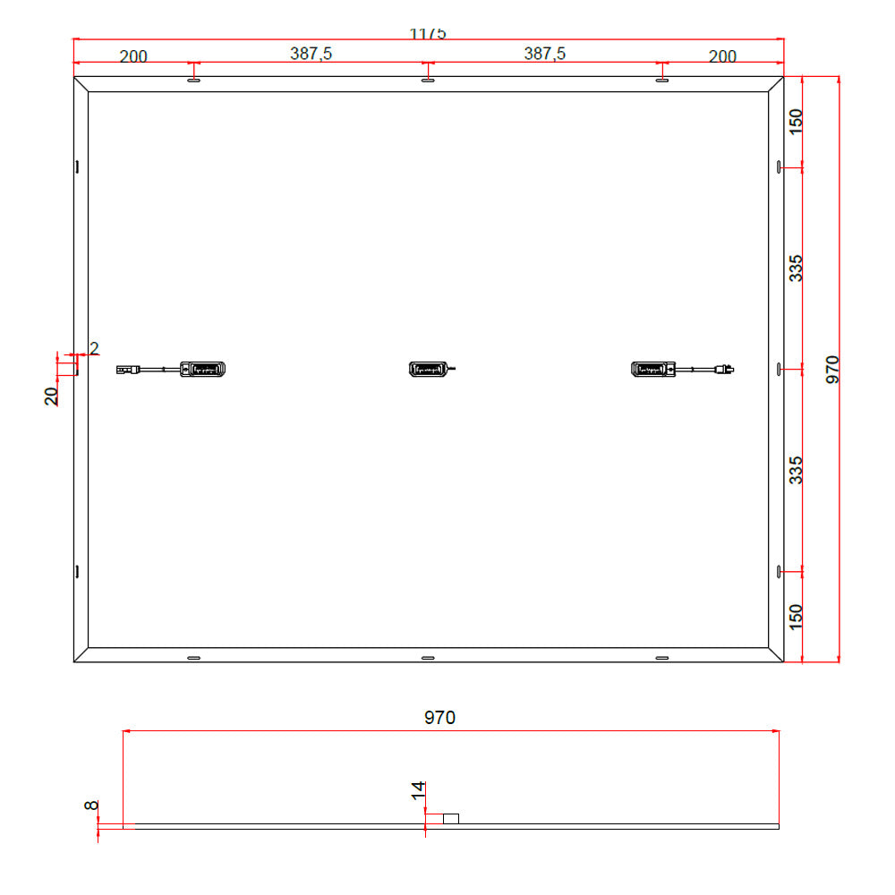 Offgridtec® Balkon - Solarmodulset 12V 2x 200W mit dünnem Alu-Rahmen und Metall-Kabelbinder