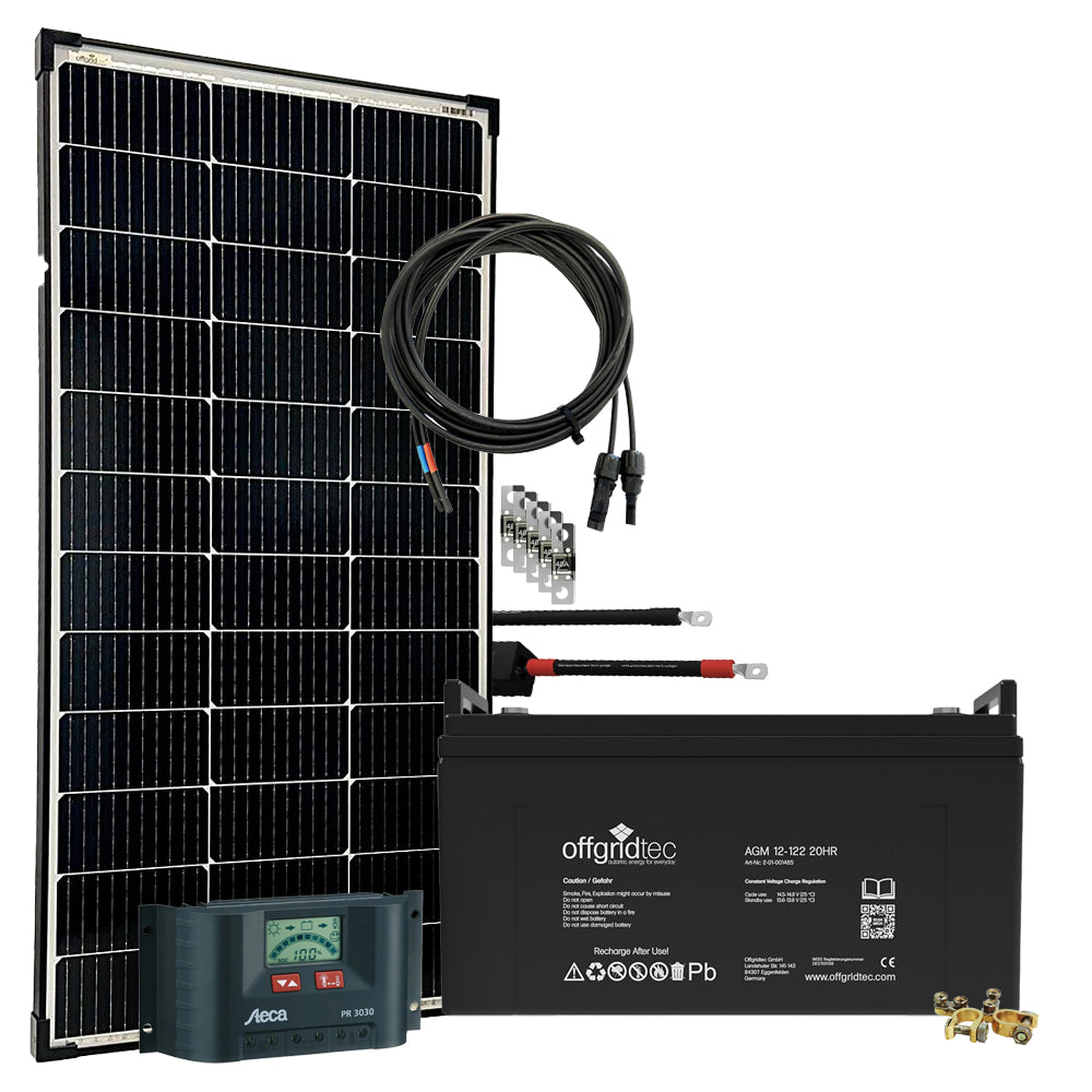 Offgridtec® 130 Watt Solaranlage BIG-L 130Wp 122Ah 12V Komplettsystem