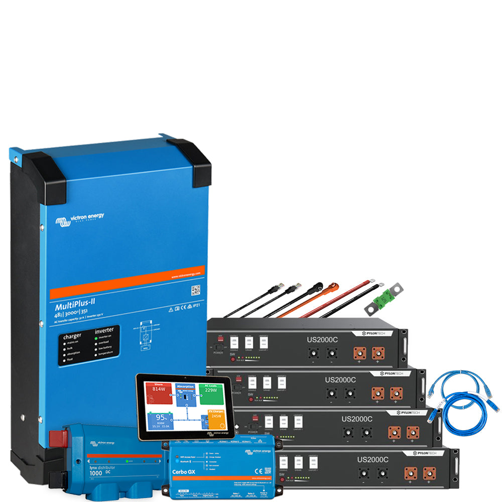 Offgridtec Backup-Kit 9,6kWh Pylontech LiFePo4 Akku - Victron MultiPlus II 48/3000 Wechselrichter 1-Phasig