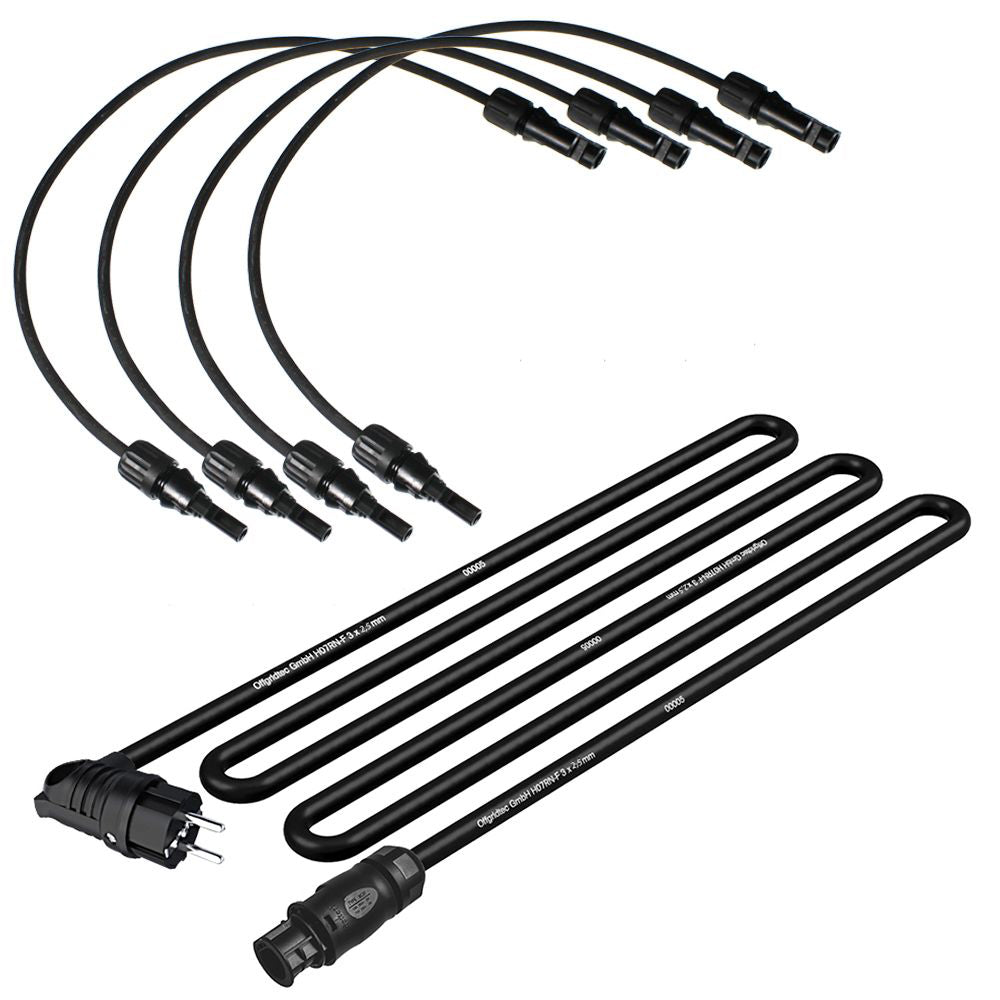 Offgridtec® Solar-Direct 1800W HMS-1600-4T Solaranlage Full Black Schuko-Anschluss - 5m Anschlusskabel – Ohne Halterung