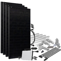 Offgridtec® Solar-Direct 1800W HMS-1600-4T Solaranlage Full Black Schuko-Anschluss - 10m Anschlusskabel – Montageset Ziegeldach