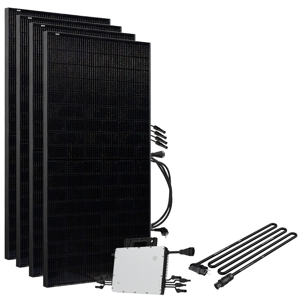 Offgridtec® Solar-Direct 1800W HMS-1600-4T Solaranlage Full Black Schuko-Anschluss - 5m Anschlusskabel – Ohne Halterung