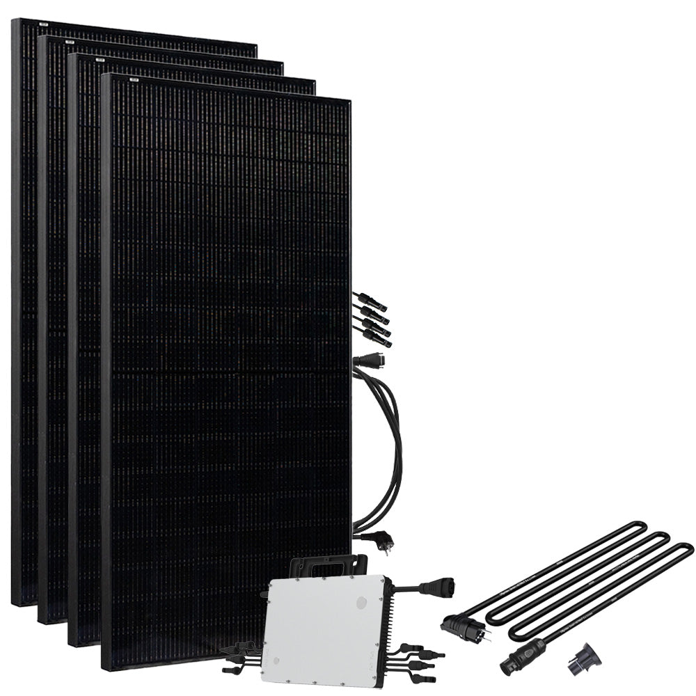 Offgridtec® Solar-Direct 1800W HMS-1600-4T Solaranlage Full Black Schuko-Anschluss - 10m Anschlusskabel – Ohne Halterung