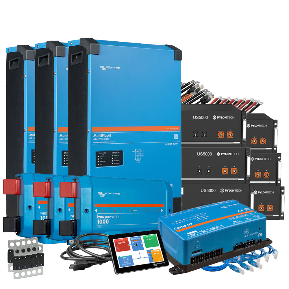 Offgridtec Backup-Kit 28,8kWh Pylontech LiFePO4 Akku - Victron MultiPlus II 48/10000 Wechselrichter 3-Phasig