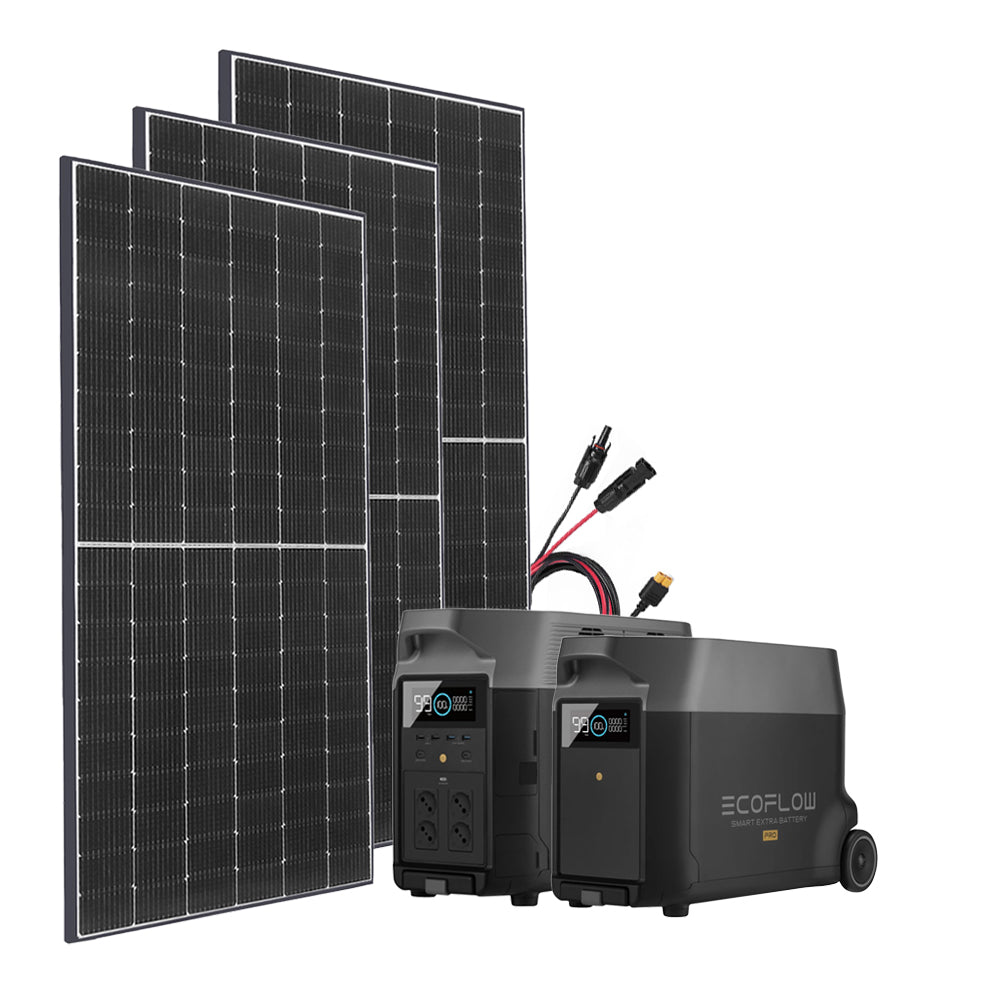 SparBundle Ecoflow Delta Pro Powerstation mit 3 x 430W Gerahmtes Solarmodul und 3,6kWh Zusatzbatterie