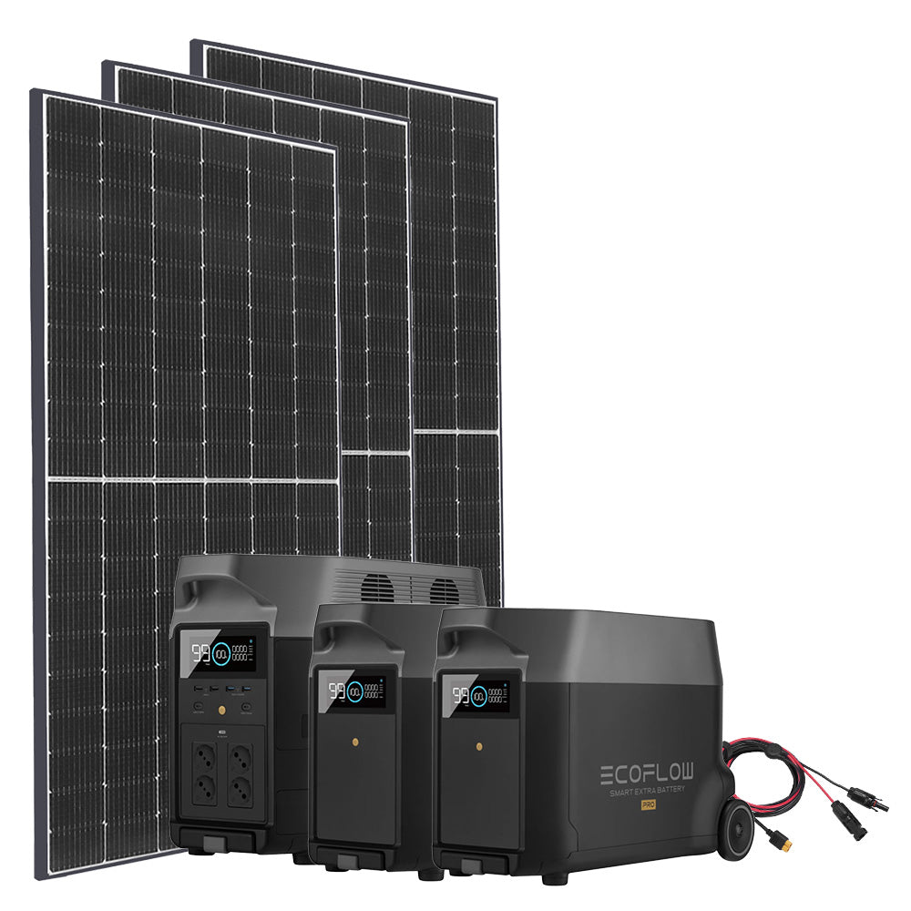 SparBundle Ecoflow Delta Pro Powerstation mit 3 x 430W Gerahmtes Solarmodul und 2 x 3,6kWh Zusatzbatterie