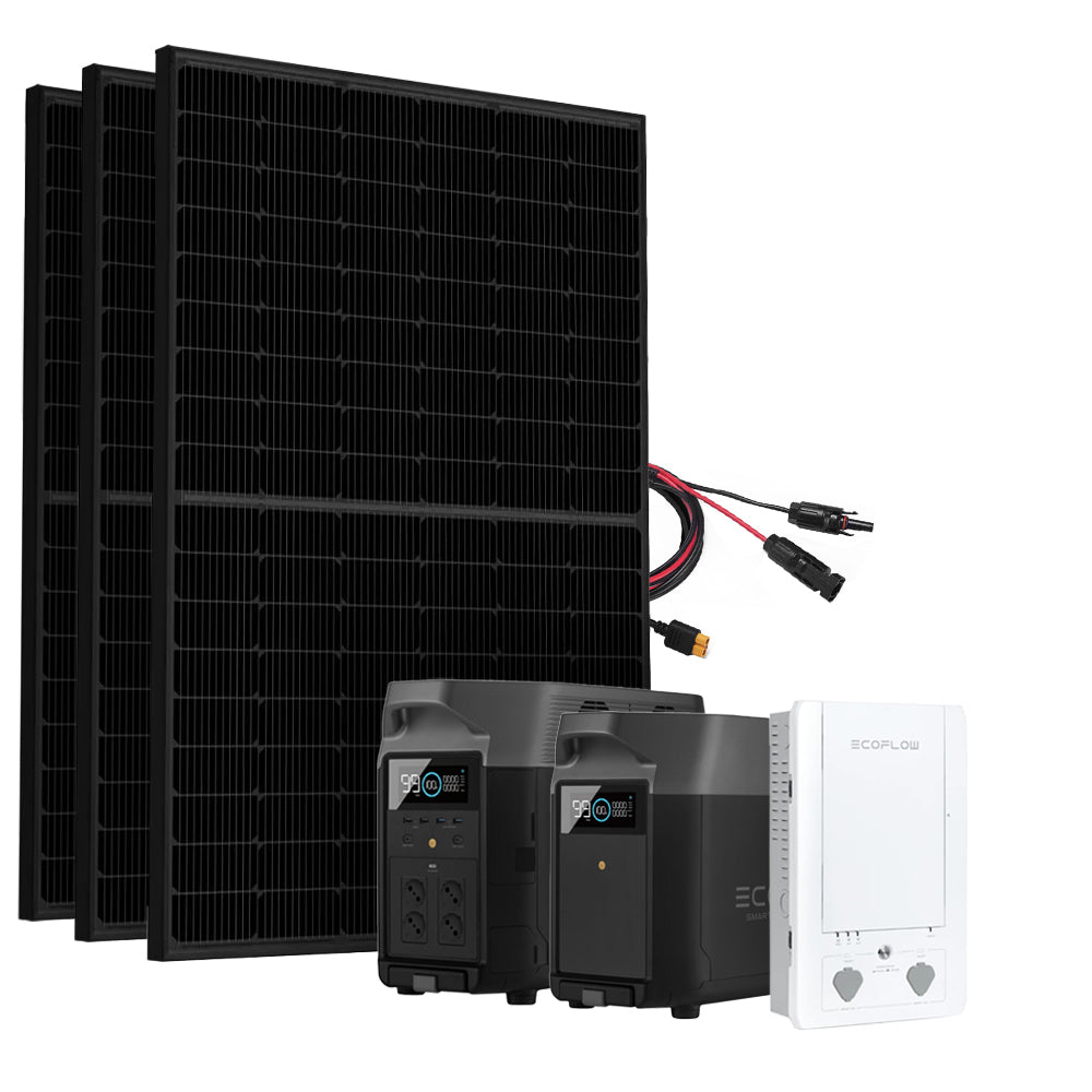 SparBundle Ecoflow Delta Pro Powerstation mit 3 x 430W Gerahmtes Solarmodul und Smart Home Panel