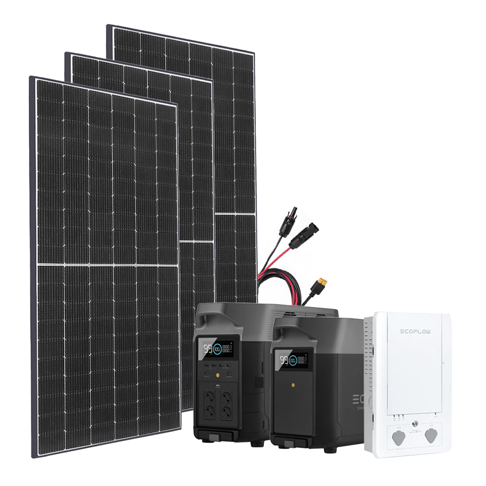 SparBundle Ecoflow Delta Pro Powerstation mit 3 x 430W Gerahmtes Solarmodul und Smart Home Panel