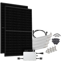 Offgridtec® Solar-Direct 860W HMS-800W-2T Balkonkraftwerk Bifazial Full Black Schukosteckdose - 10m - Montageset für Flachdach