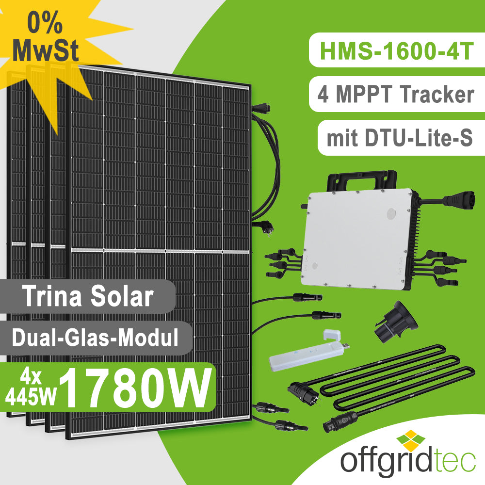Offgridtec Balkonkraftwerk 1780W HMS-1600-4T DTU-Lite-S Trina Solar 445W Mini-PV Solaranlage