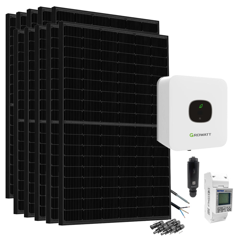 Offgridtec Komplettsystem 4,5kWp Solaranlage zur Direkteinspeisung inkl. bifazialem Full Black Solarmodul & MIC-3000 TL-X Wifi