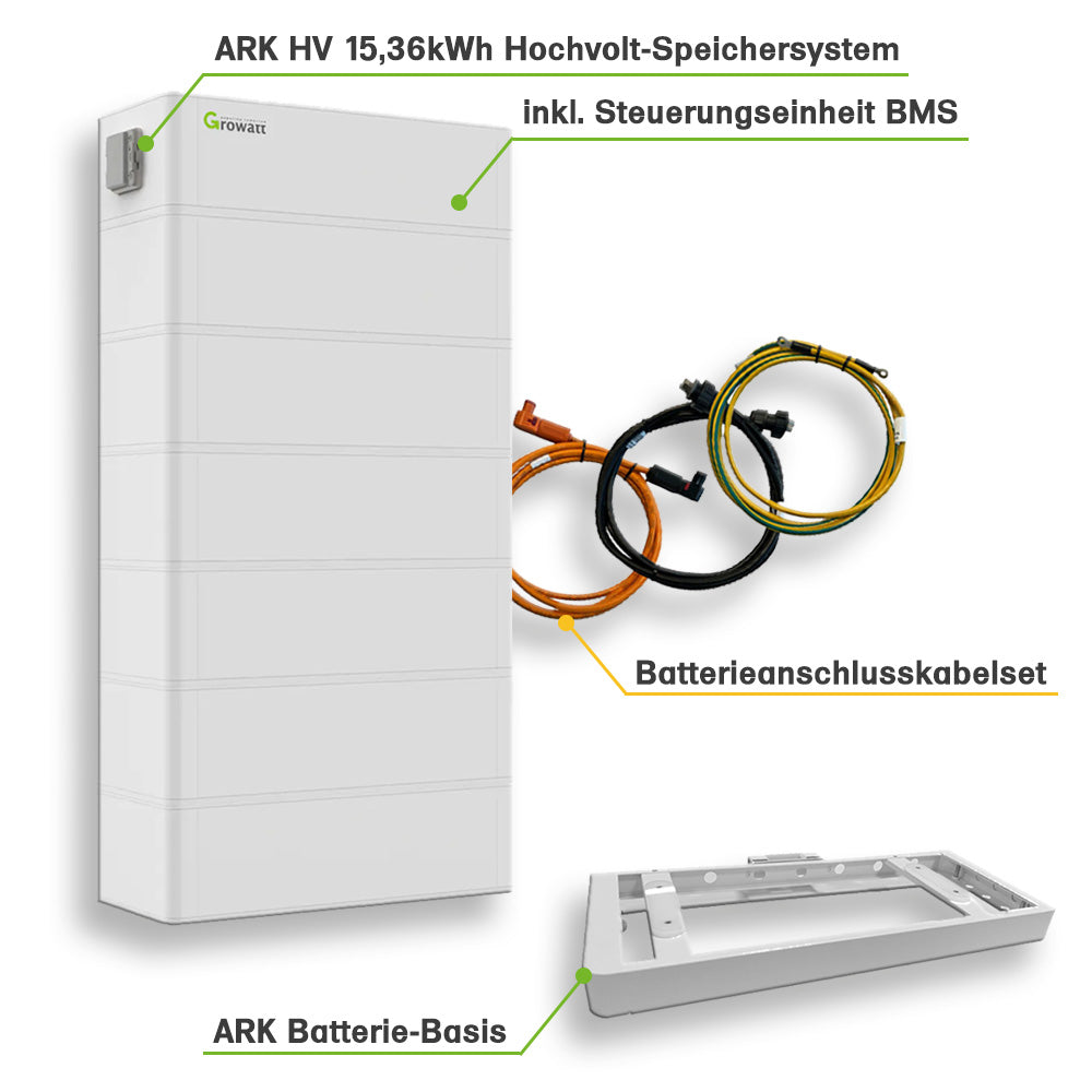 Growatt Nachrüstsatz 15,35kWh für bestehende PV Anlagen 3-phasig SPA 5000 Hybrid-Inverter LiFePO4-Speicher