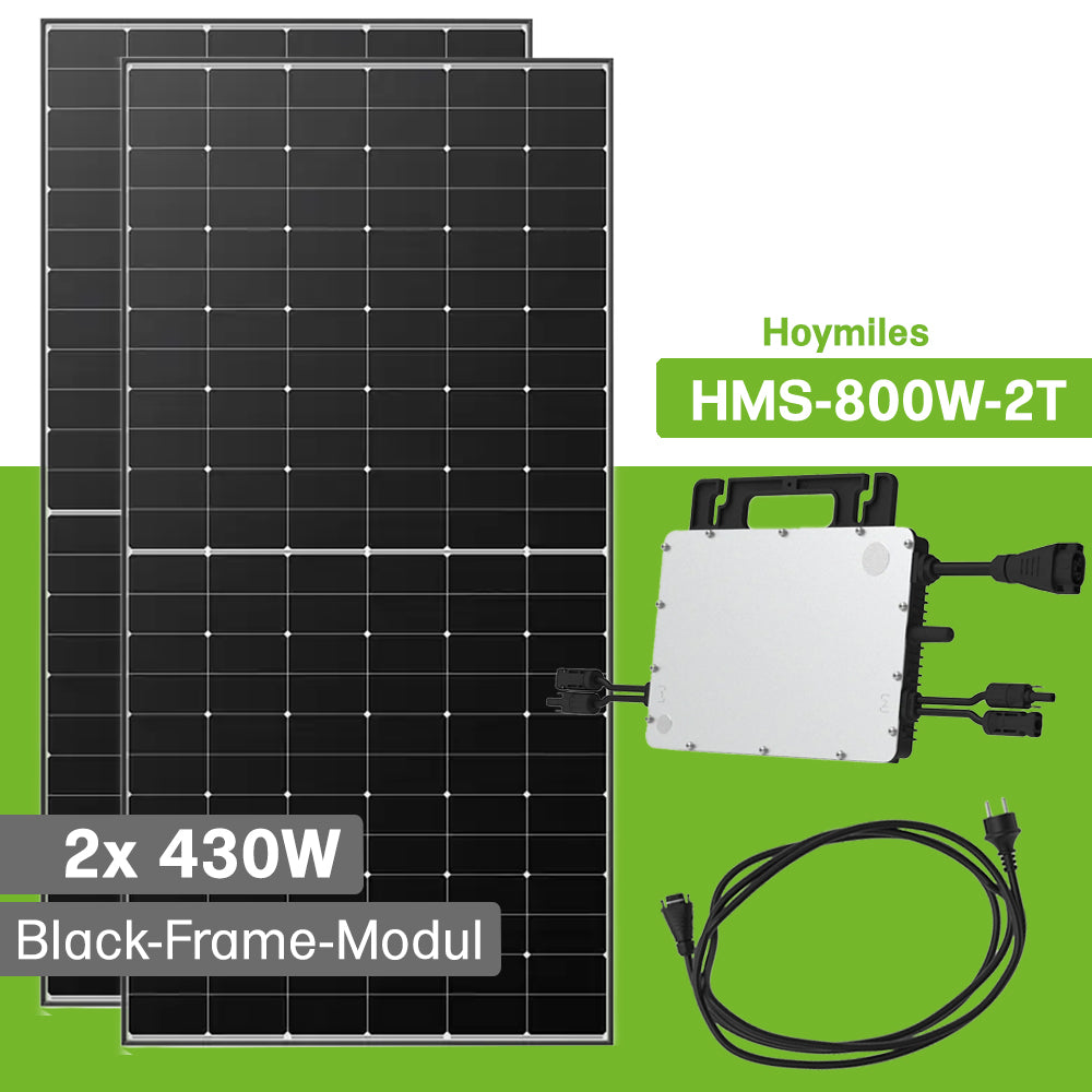 860W Balkonkraftwerk Hoymiles HMS-800W-2T mit 2 x 430W Black Frame Module