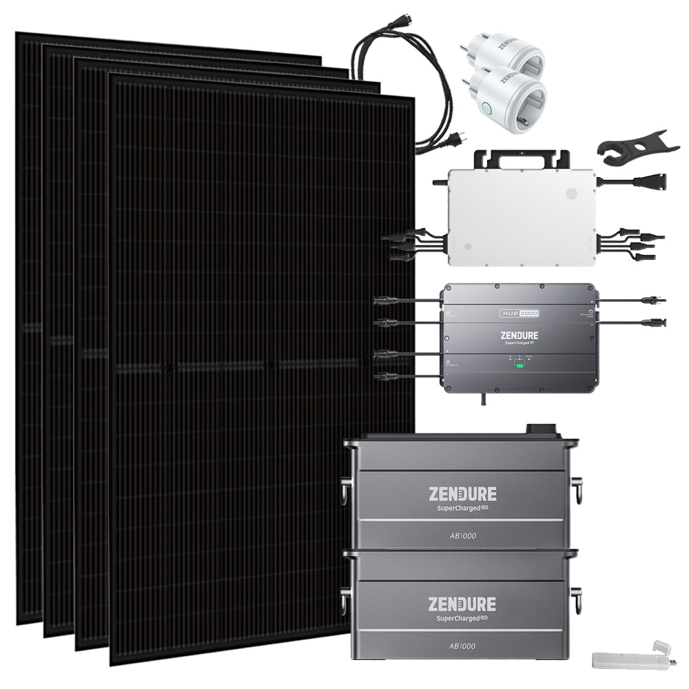 Zendure® Solar-Direct 1,92kWh 1800W HMS-1600-4T Solaranlage Bifazial Hausnetz-Einspeisung - 10m HMS-Anschlusskabel - DTU-Lite-S