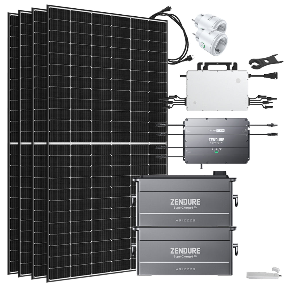 Zendure® Solar-Direct 1,92kWh 1800W HMS-1600-4T Solaranlage Bifazial Hausnetz-Einspeisung - 10m HMS-Anschlusskabel - DTU-Lite-S