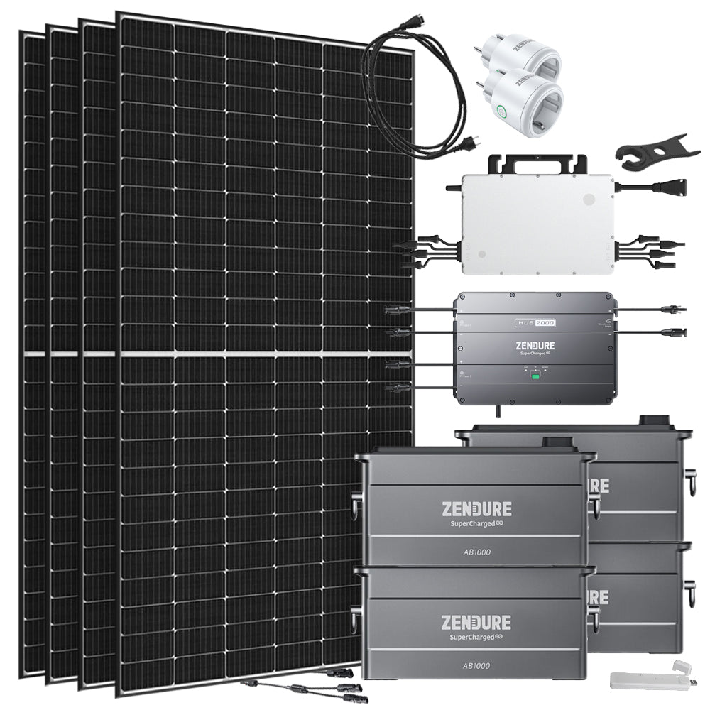 Offgridtec® Solar-Direct 3,84kWh 1920W HMS-2000-4T Solaranlage Full Black Hausnetz-Einspeisung - 10m HMS-Anschlusskabel - DTU-Lite-S