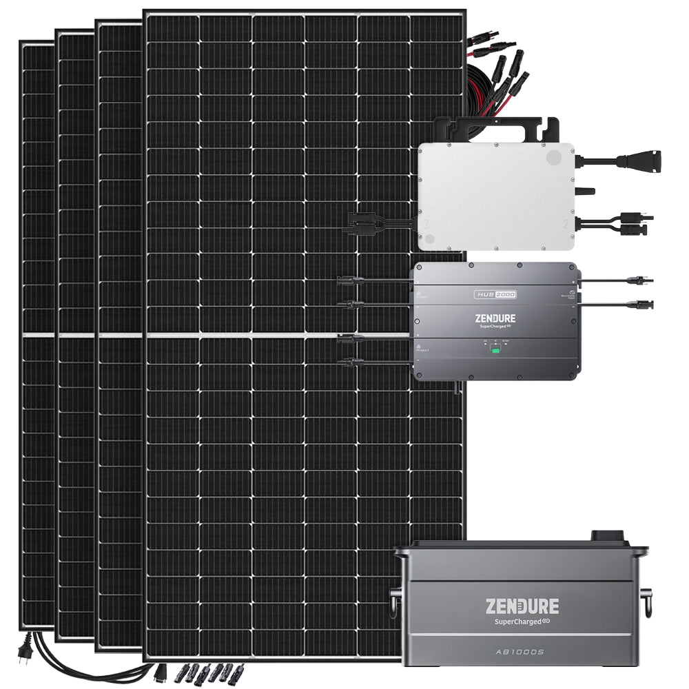 Zendure SolarFlow 960Wh 1920W HMS-1000-2T Balkonkraftwerk Bifazial Black Frame - 5m Anschlusskabel