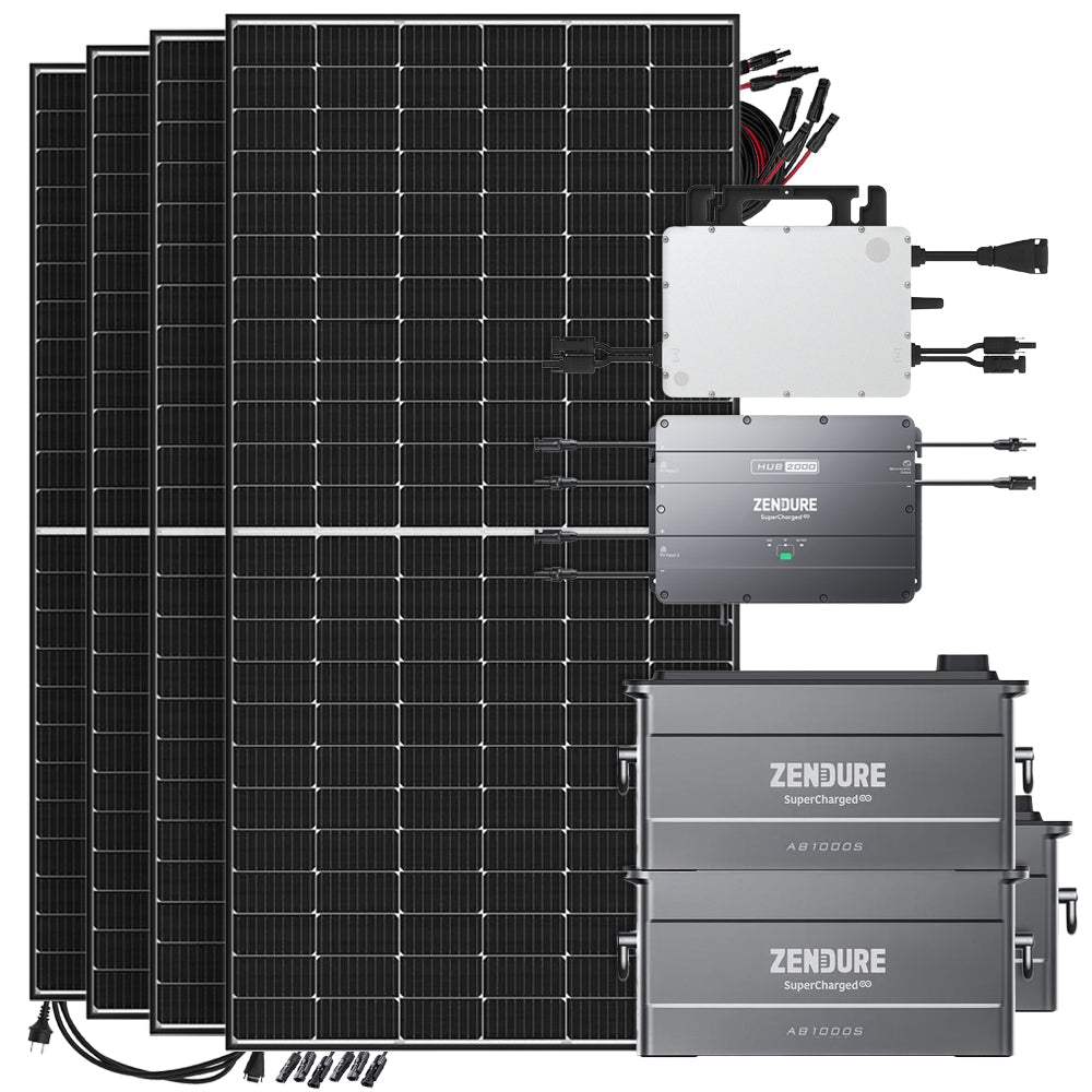 Zendure SolarFlow 2,88kWh 1920W HMS-800W-2T Balkonkraftwerk Bifazial Black Frame - 5m Anschlusskabel