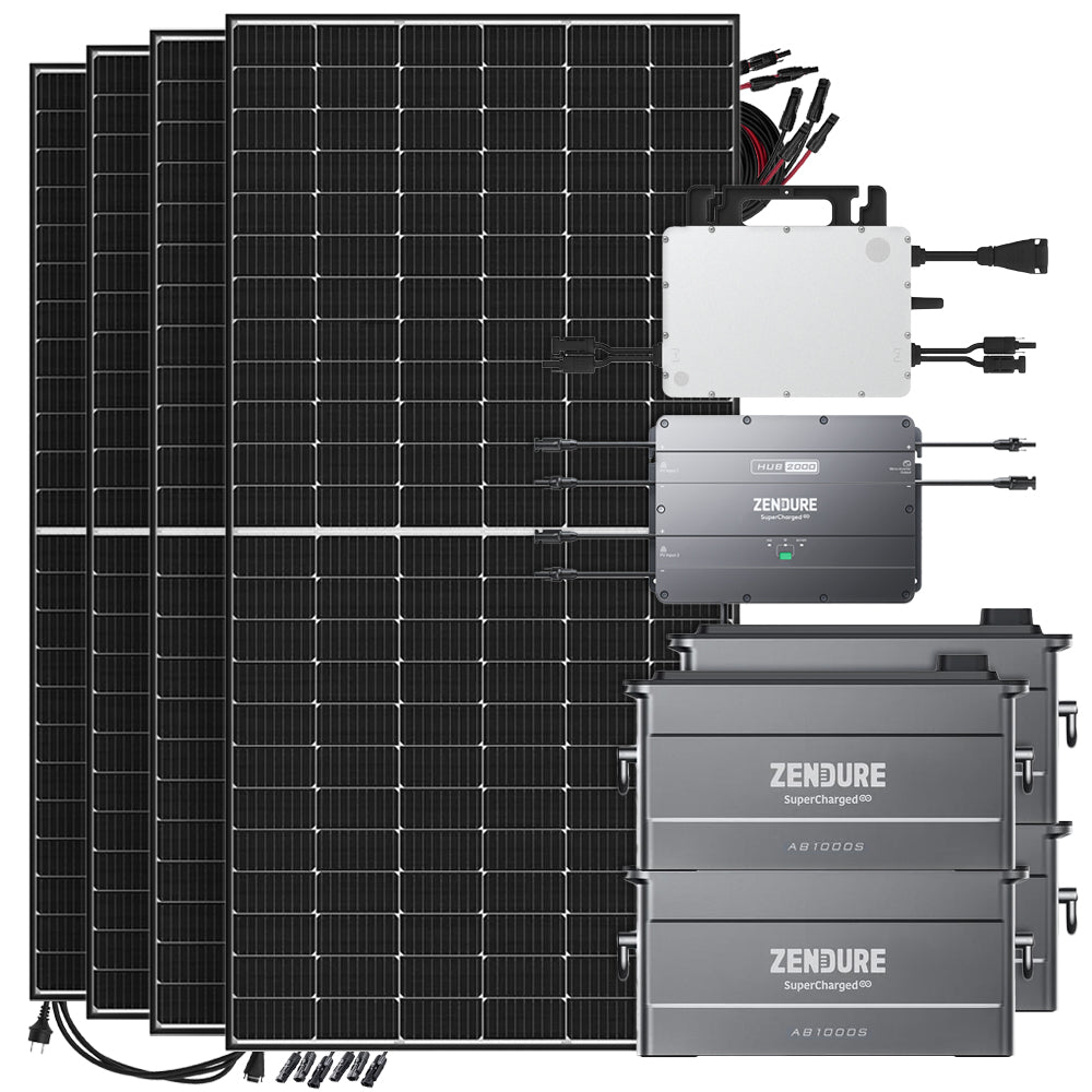 Zendure SolarFlow 3,84kWh 1920W HMS-1000-2T Balkonkraftwerk Bifazial Black Frame - 5m Anschlusskabel