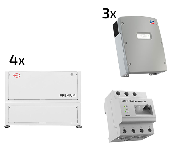 B-BOX LVL 2021 15,4 (4 Stk./61,44 kWh) + 3x SI 6.0 Home Manager 2.0 SI 6.0H-13 ALU-WHITE B-BOX PREMIUM LV BATTERY MANAGEMENT UNIT CABLE SET 95QMM 3000MM MU TO BYD LVL CABLE SET 95QMM 1500MM MU TO BYD LVL TO SI BAT BREAKER BYD LVL (MAX. 6x B-BOX LVL) B-BOX