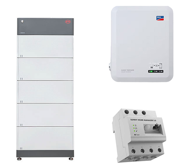 B-BOX HVS 12.8 (12,8 kWh) + STP 8.0 SMART ENERGY B-BOX PREMIUM HV BATTERY CONTROL UNIT + BASE B-BOX PREMIUM HVS (2,56 kWh) Home Manager 2.0 Sunny Tripower 8.0 SE Einschraub-Heizkörper AHIR-BI-Plus-3.5 eCharger EVC22-3AC-20, 22 kW