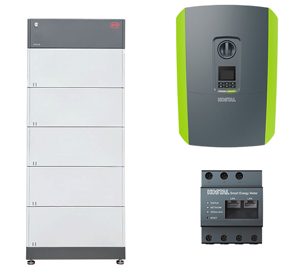 B-Box HVS 12.8 + Plenticore Plus 8.5 G2 Battery-Box Premium HVS 2,56 kWh SMART ENERGY METER G2 Plenticore Plus 8.5 G2 Hybrid-WR B-Box Premium HV BCU + Base 2.0 ENECTOR AC Wallbox, 3.7/11 kW Energy Meter KEM-C, 3-phasig bis 65A Energy Meter KEM-P, 3-phasig