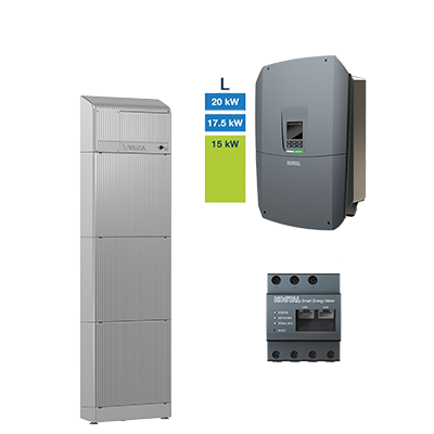 VARTA.wall 15 + Plenticore L G3 SMART ENERGY METER G2 VARTA.wall Speichermodul VARTA.wall Master Unit + Sockel PLENTICORE G3 – L ENECTOR AC Wallbox, 3.7/11 kW