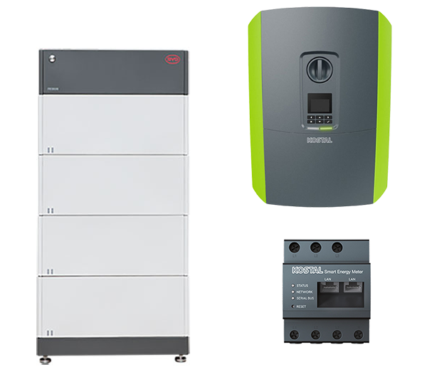 B-Box HVS 10.2 + Plenticore Plus 10 G2 Battery-Box Premium HVS 2,56 kWh SMART ENERGY METER G2 Plenticore Plus 10 G2 Hybrid-WR B-Box Premium HV BCU + Base 2.0 ENECTOR AC Wallbox, 3.7/11 kW Energy Meter KEM-C, 3-phasig bis 65A Energy Meter KEM-P, 3-phasig b