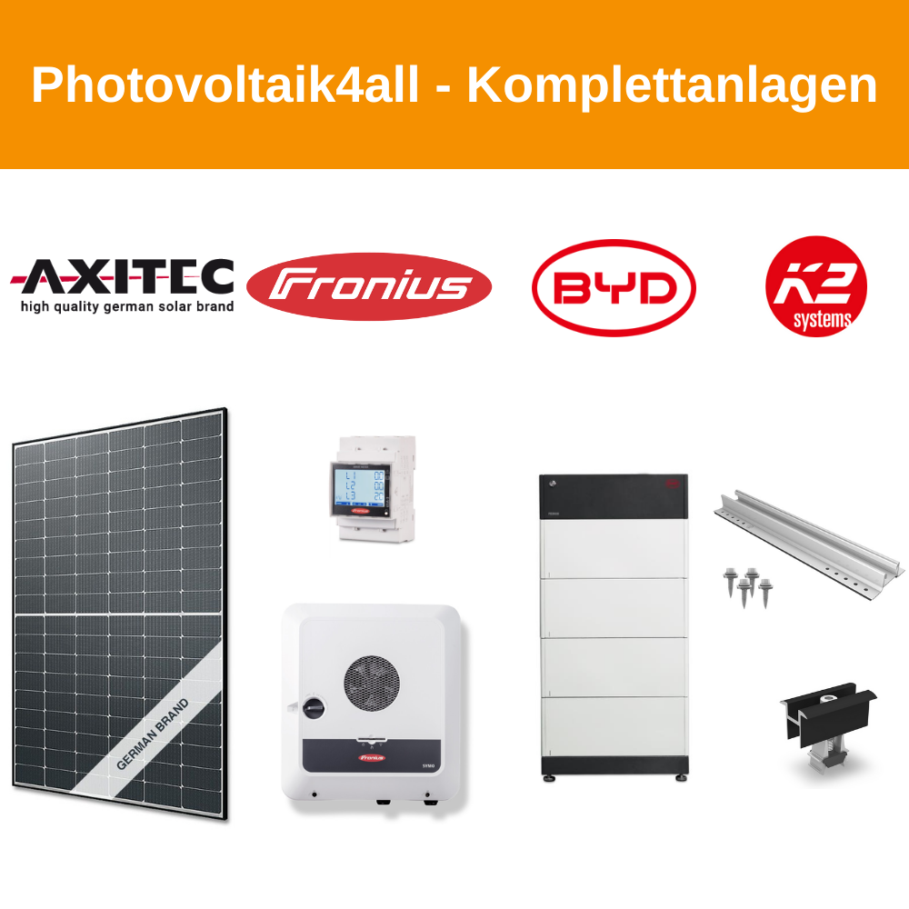 12 kWp Axitec Solar + Fronius Gen 24 + BYD Speicher - PV-Anlage für Trapezblech