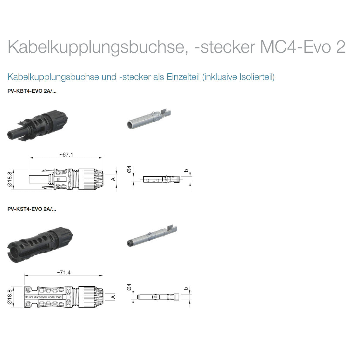 Stäubli MC4-EVO 2A Stecker PV-KST4-EVO 2A/6I