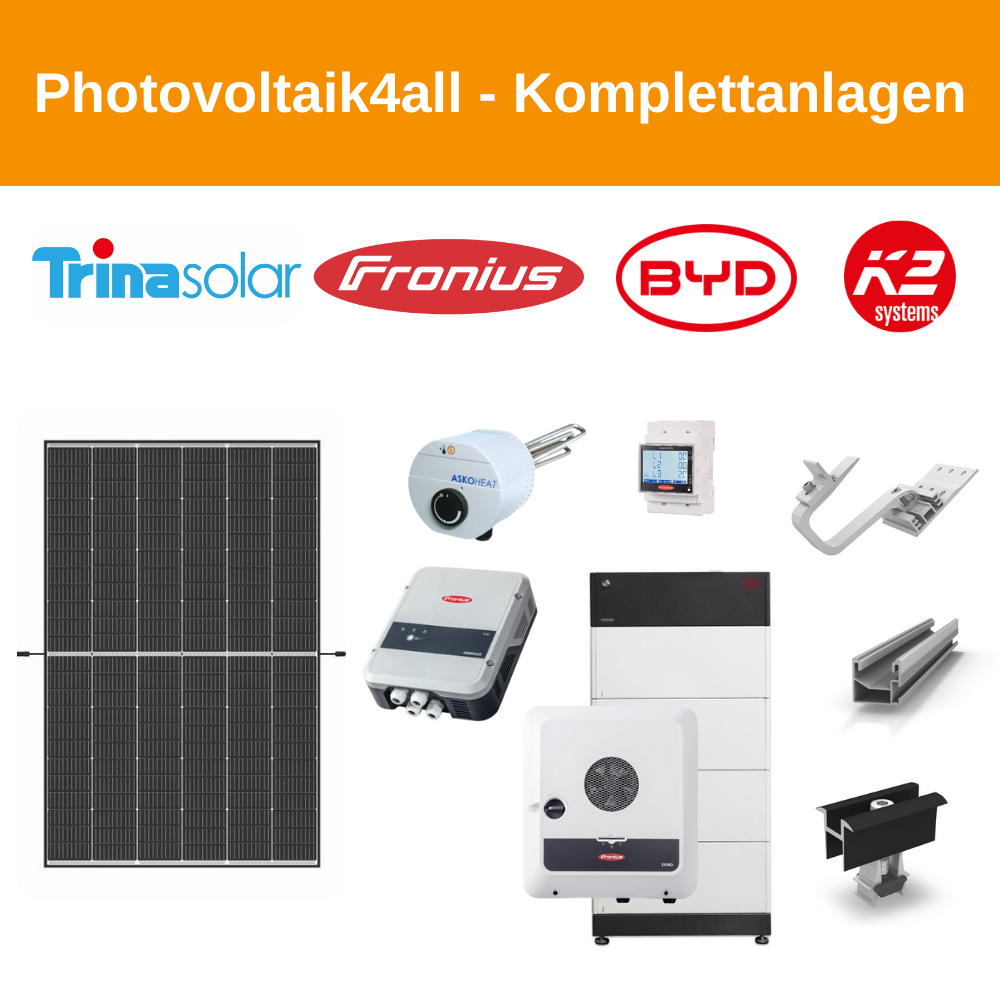 12 kWp PV-Anlage Trina Vertex S + Fronius GEN24 + BYD Speicher + Heizstab