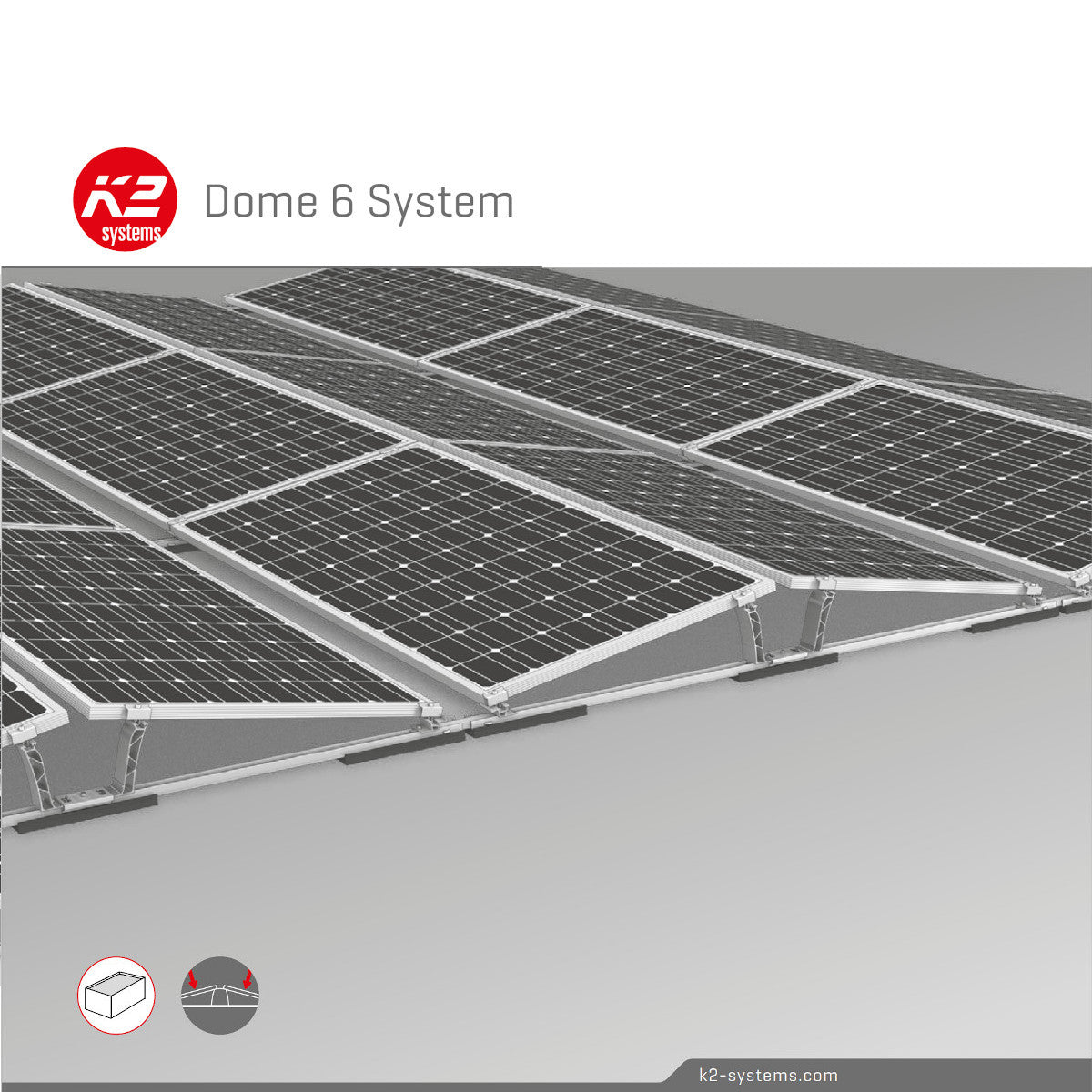 K2 Systems D-Dome 6 Montagesystem für Flachdach Ost-West