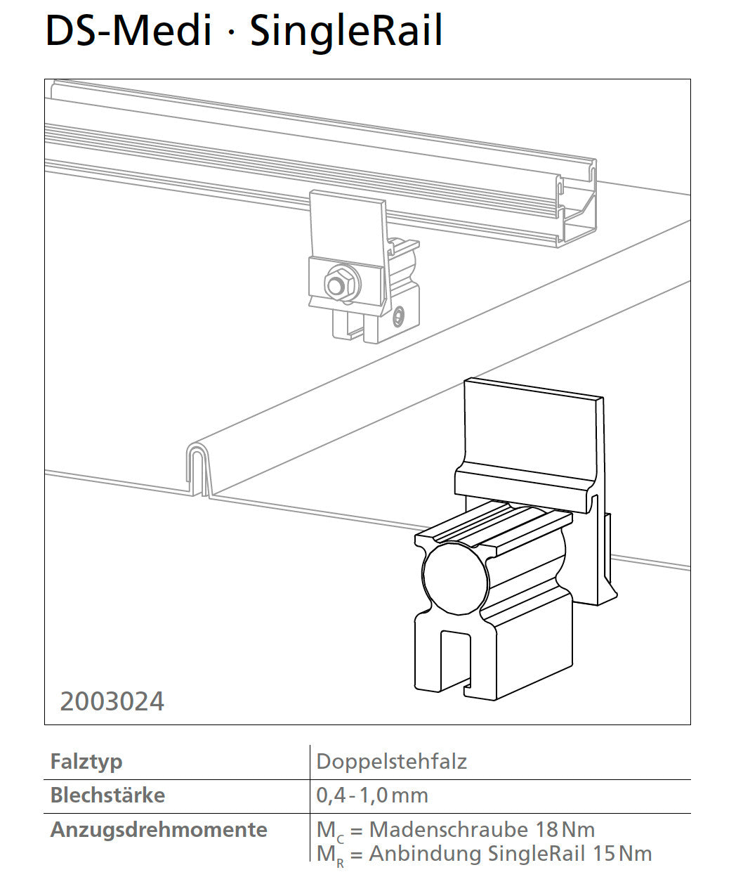 K2 Systems Blechfalzklemme DS-MEDI SET für SingleRail