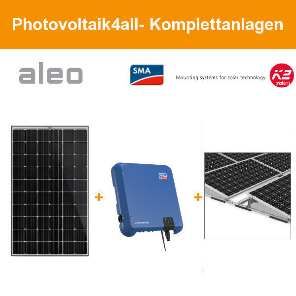 10 kWp Aleo Solar PV-Anlage K2 S-Dome Flachdach Süd