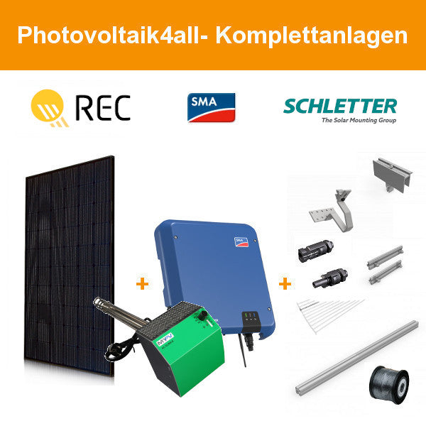 10 kWp REC400AA Pure Black Photovoltaikanlage mit Heizstab