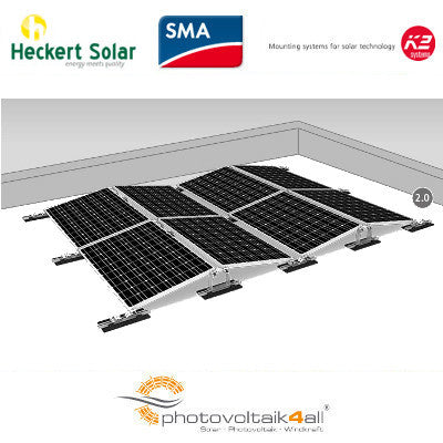 30 kWp Heckert PV-Anlage K2 D-Dome Flachdach Ost-West